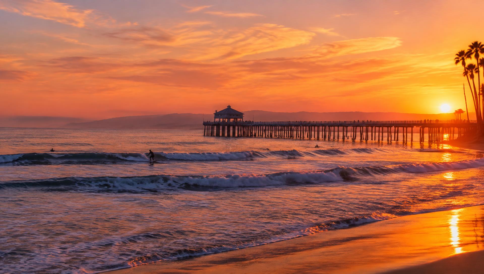 Sunset over a South Bay pier